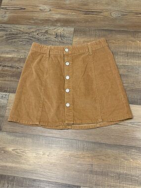 Celebrity Pink‎ Button-Front Corduroy Mini Skirt in Camel/Tan